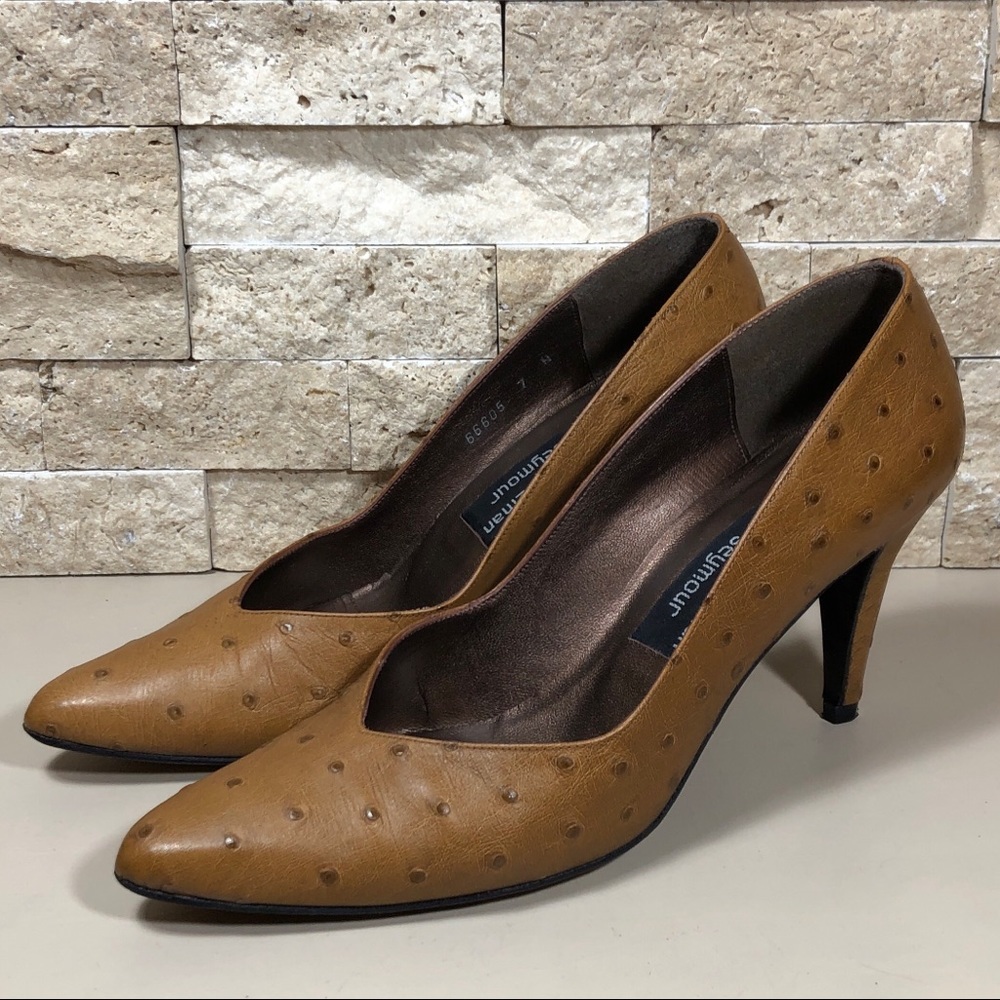 Stuart Weitzman Heels Leather Pumps Ostrich 7 N